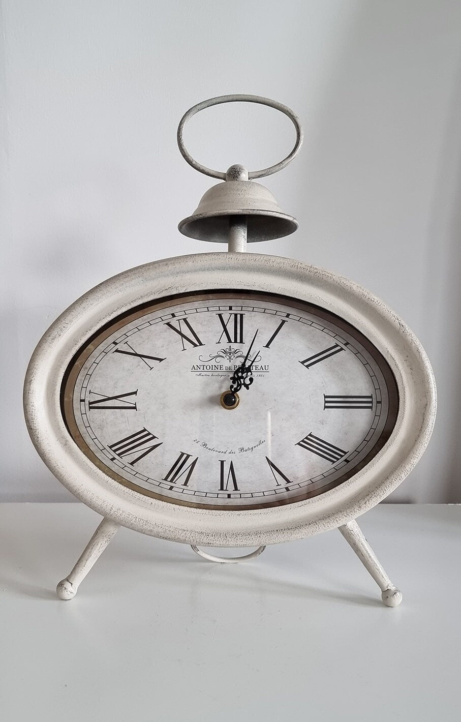 Vintage Style Distressed Metal Mantle/Table Clock