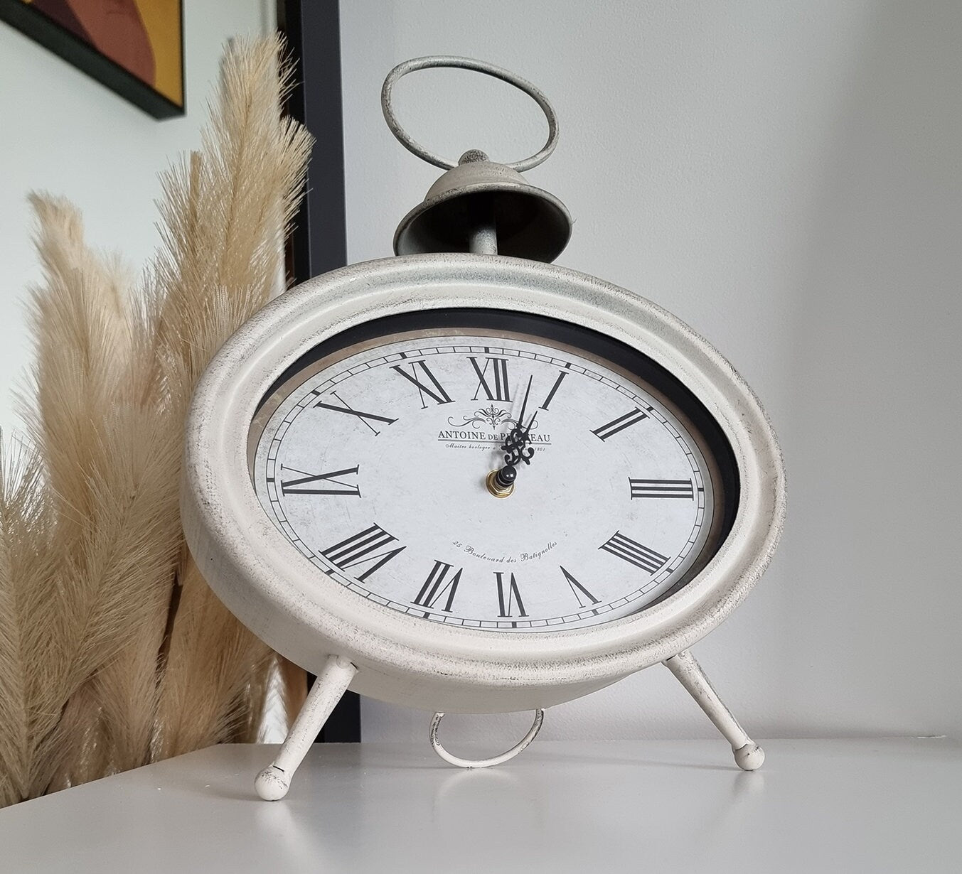 Vintage Style Distressed Metal Mantle/Table Clock