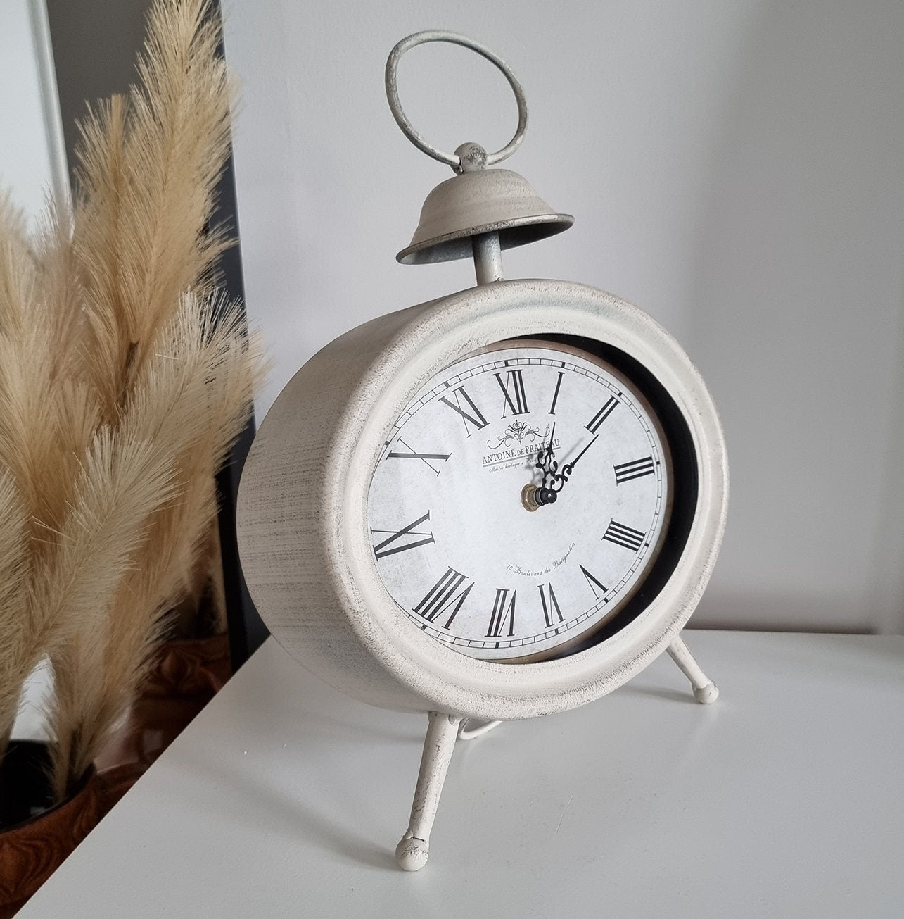 Vintage Style Distressed Metal Mantle/Table Clock