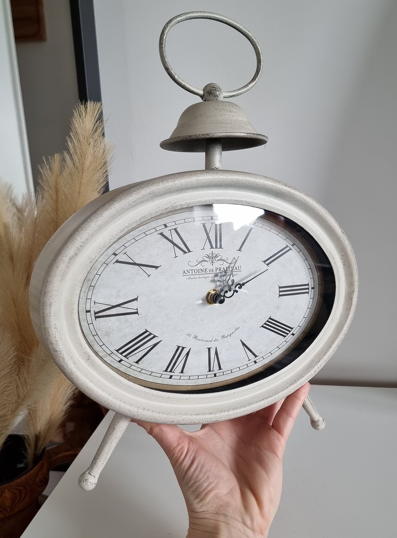 Vintage Style Distressed Metal Mantle/Table Clock