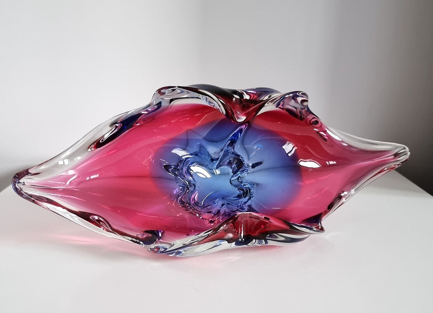 Vintage Art Glass Dish Bowl By Josef Hospodka For Chribska Glassworks