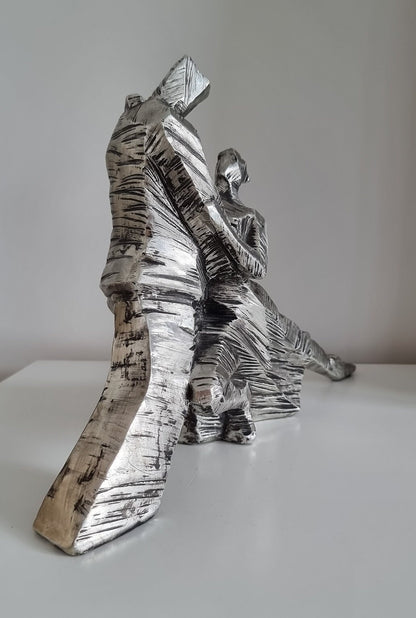 Vintage Metal Effect Tango Dancers Sculpture