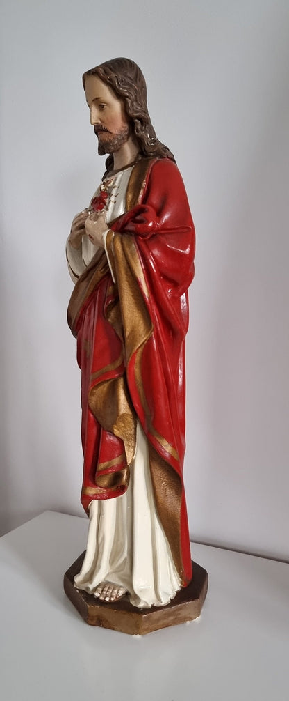 Vintage Sacred Heart Of Jesus Religious Statue