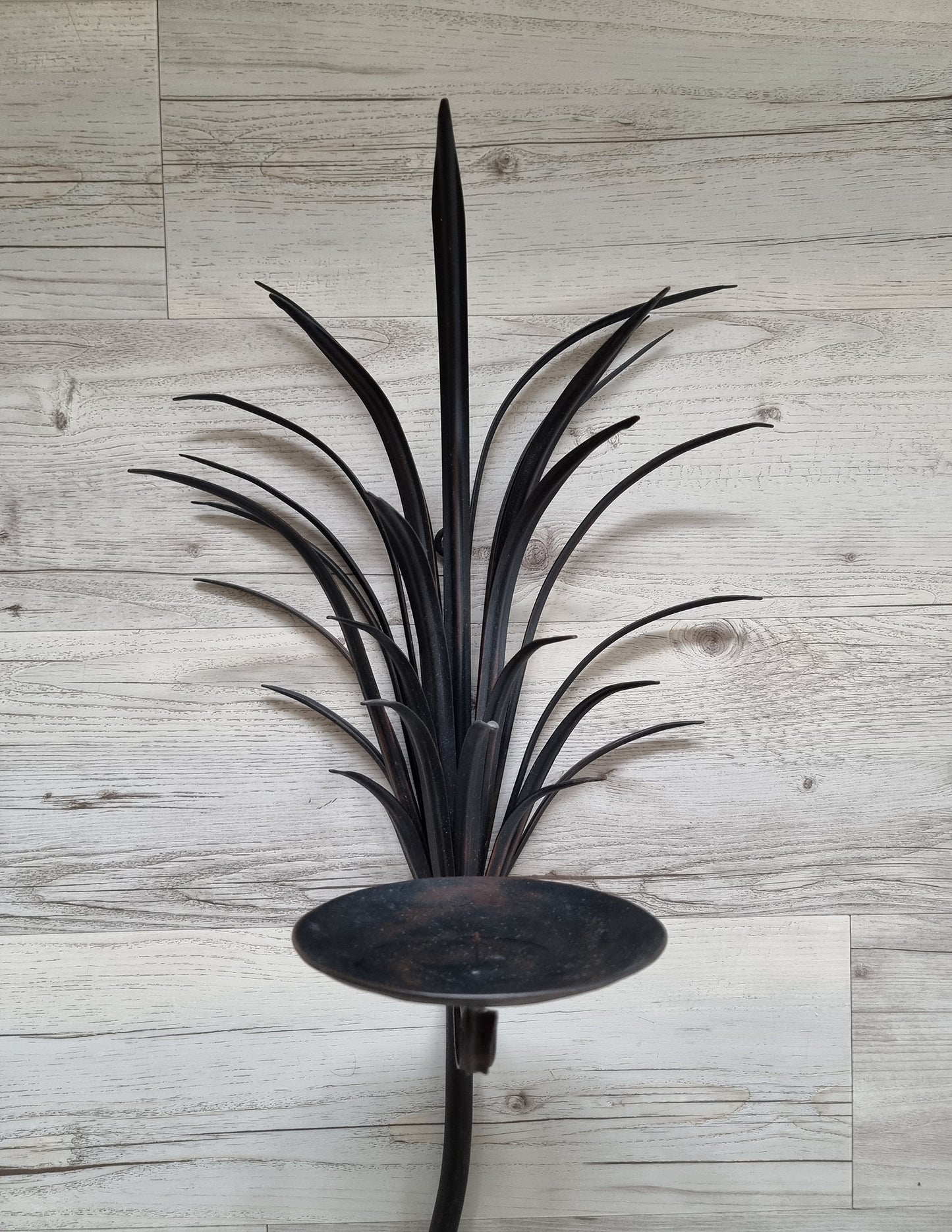 Vintage Palm Leaf Wall Candle Holder, Large Metal Wall Sconce