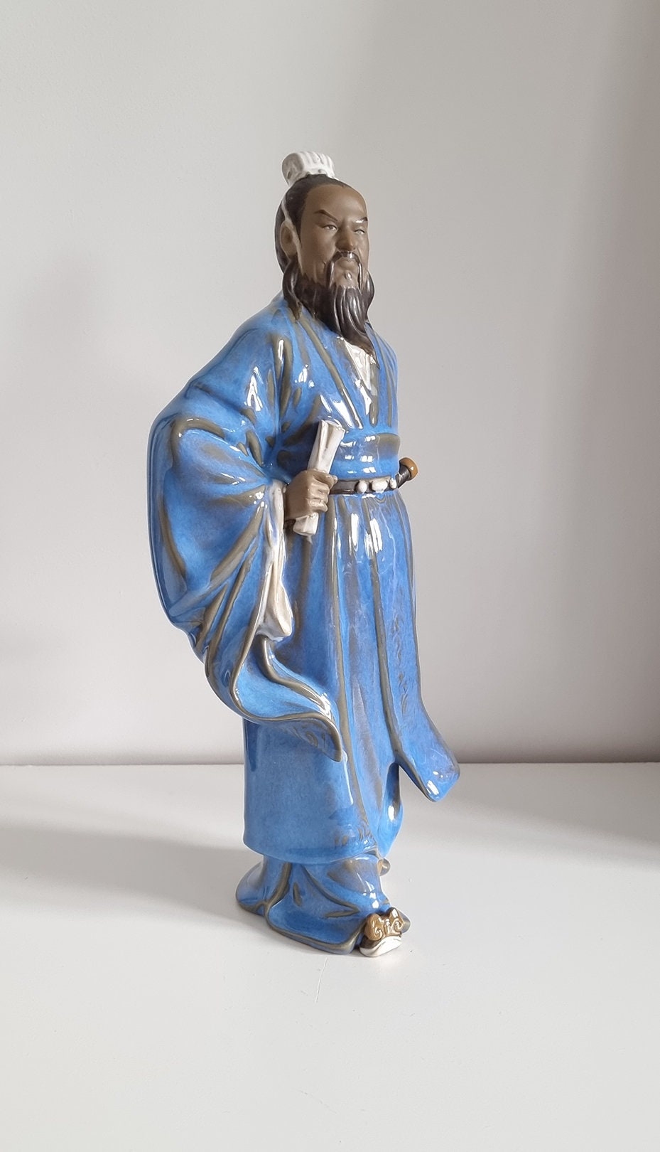 Vintage Three Kingdoms Period Cao Cao Pottery Statue