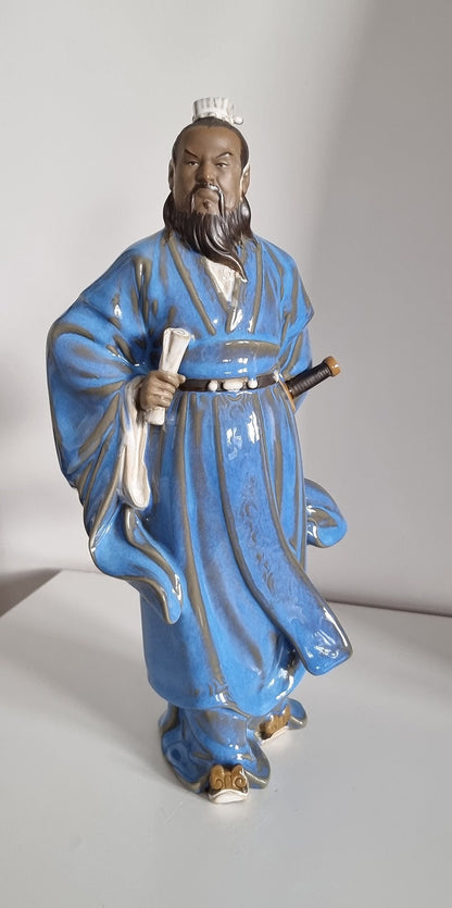 Vintage Three Kingdoms Period Cao Cao Pottery Statue