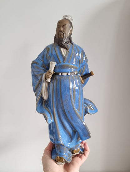 Vintage Three Kingdoms Period Cao Cao Pottery Statue