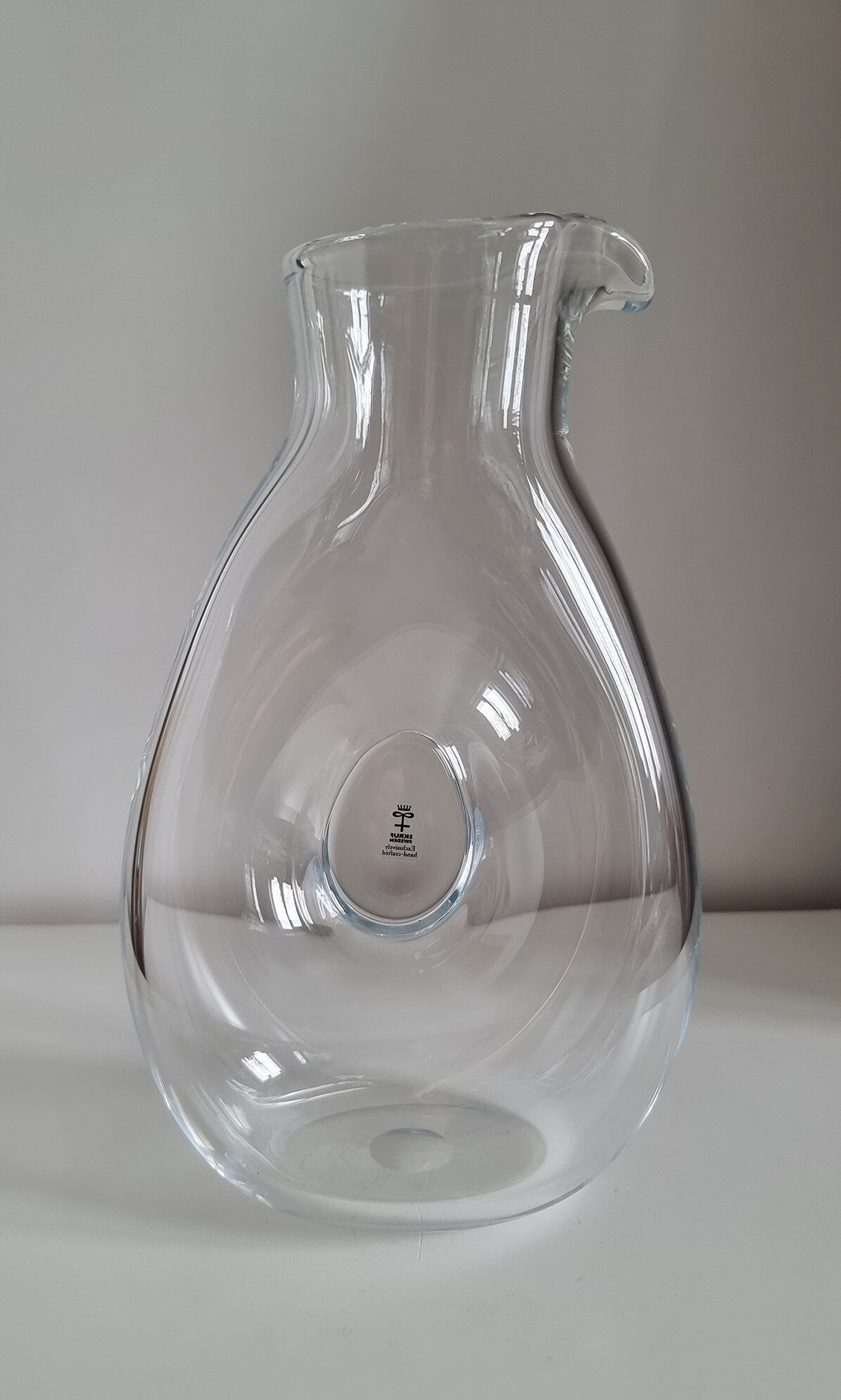 Skruf Glasbruk Sweden 'Munskänk' Glass Jug/Carafe By Jan Håkansson