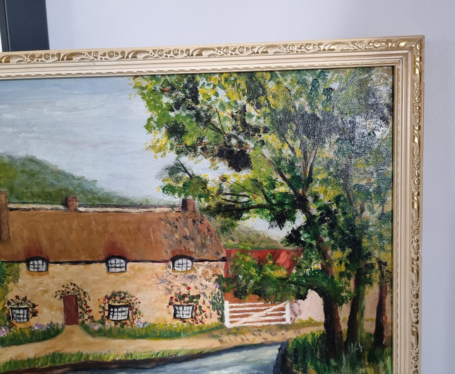 Mid-Century Vintage 'Thornton-Le-Dale' Landscape Oil Painting By D. Atkin