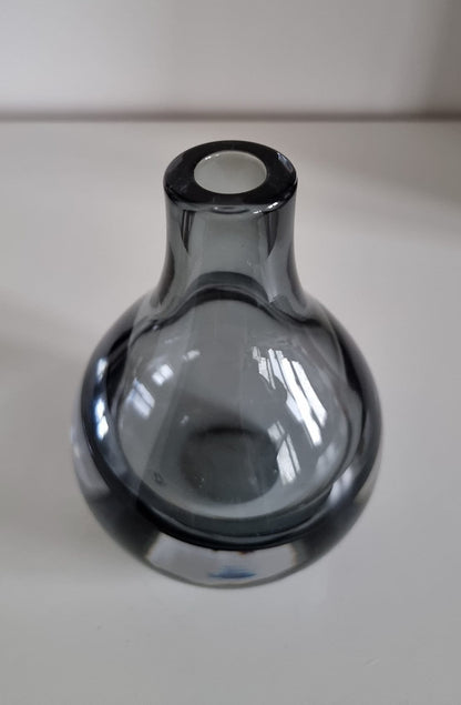 Nordic Style Glass Bud Vase | Smoked Grey Glass | Drop Shape Vase | Thick Glass Display Vase