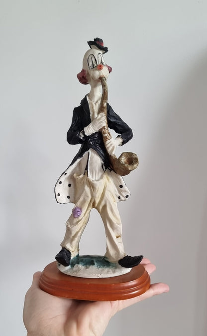 Vintage Woolbro Clown Playing Saxophone Figurine