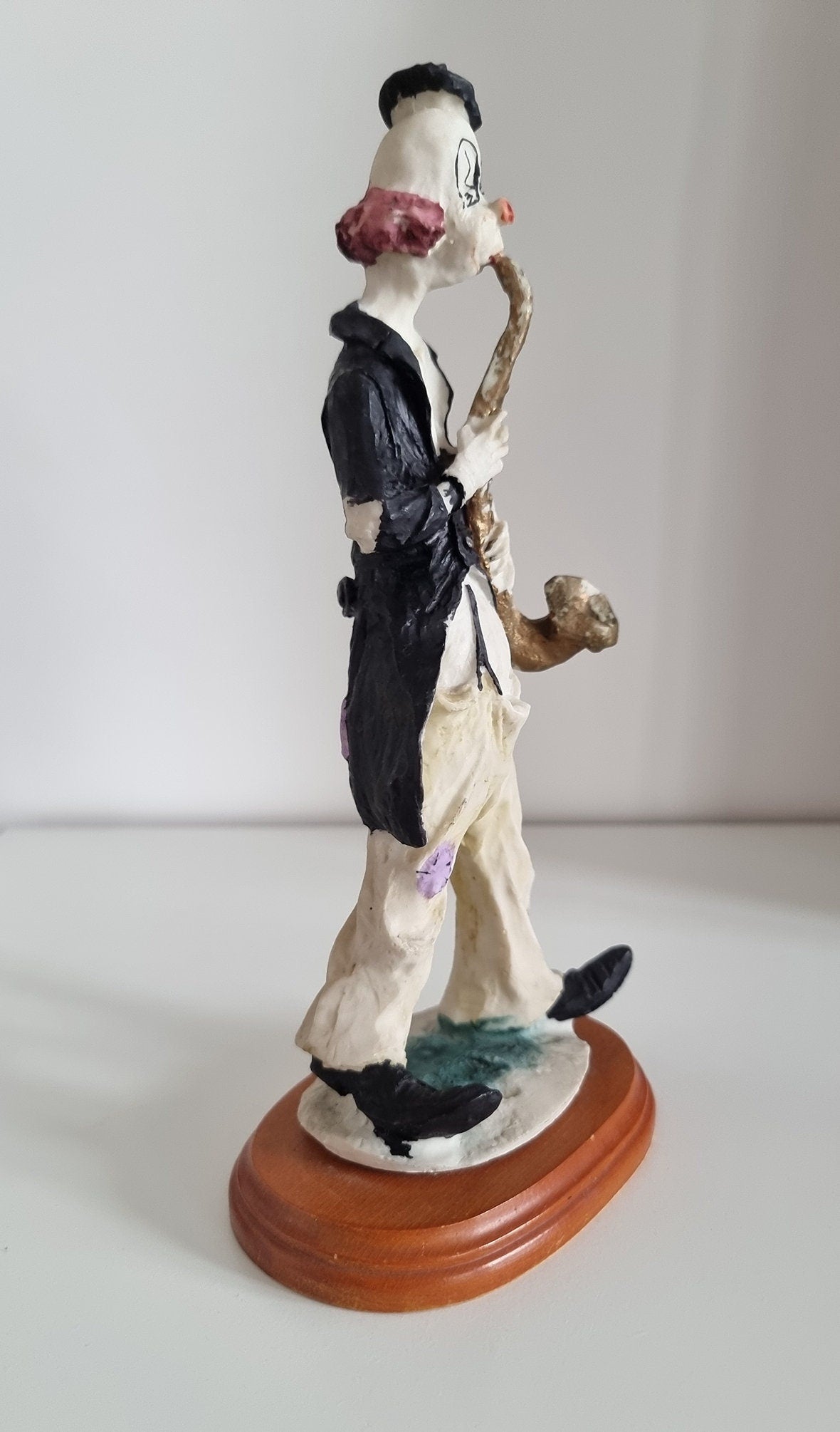 Vintage Woolbro Clown Playing Saxophone Figurine