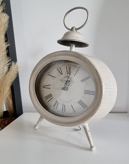 Vintage Style Distressed Metal Mantle/Table Clock