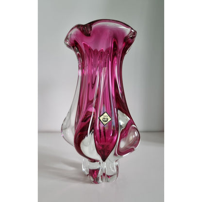 Vintage Art Glass Vase By Josef Hospodka For Chribska Glassworks