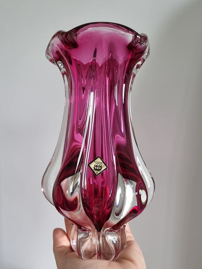 Vintage Art Glass Vase By Josef Hospodka For Chribska Glassworks