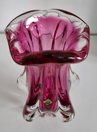 Vintage Art Glass Vase By Josef Hospodka For Chribska Glassworks