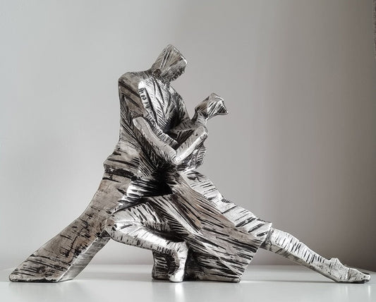 Vintage Metal Effect Tango Dancers Sculpture