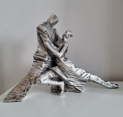 Vintage Metal Effect Tango Dancers Sculpture