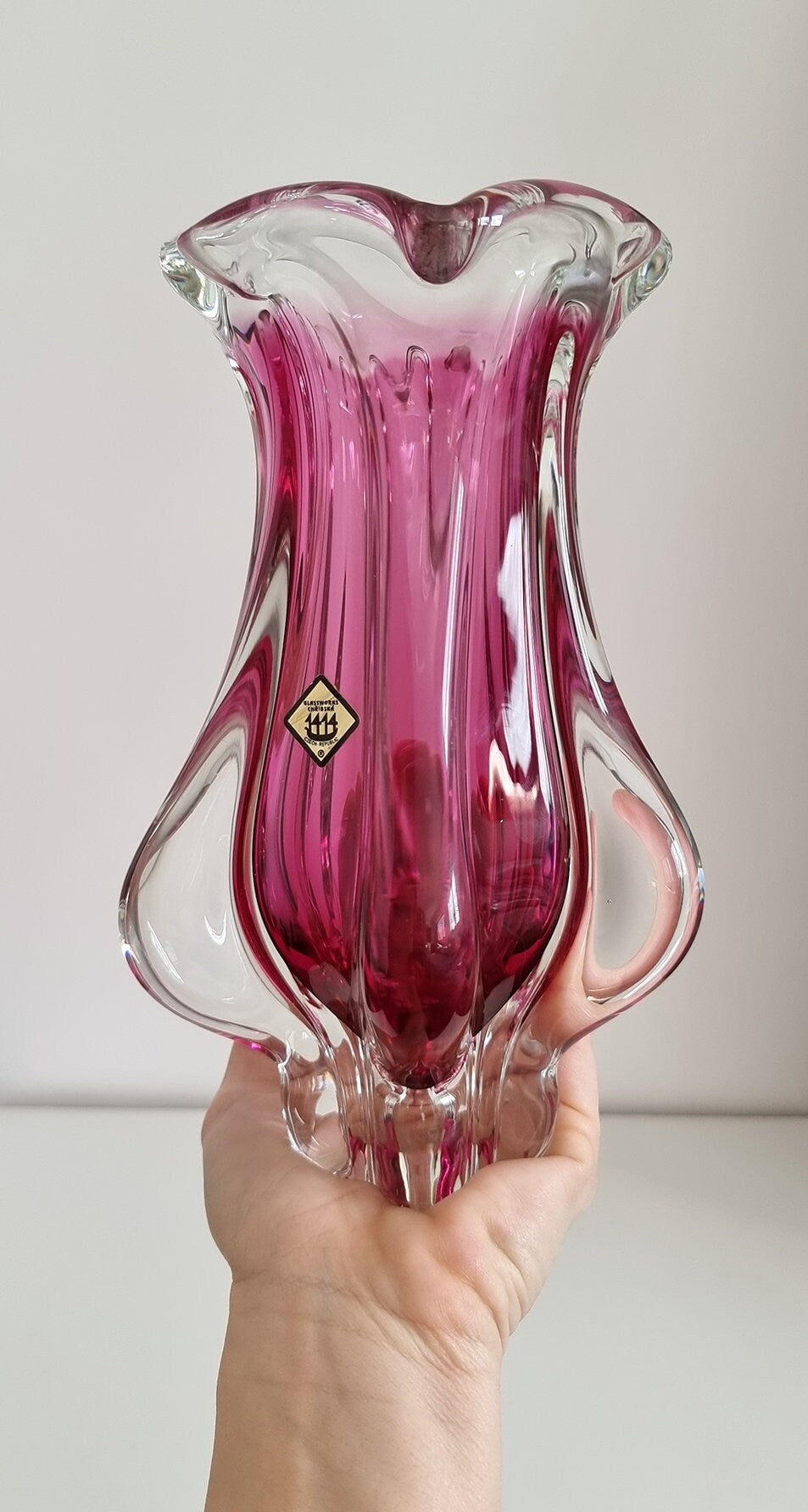 Vintage Art Glass Vase By Josef Hospodka For Chribska Glassworks