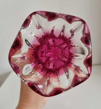 Vintage Art Glass Vase By Josef Hospodka For Chribska Glassworks