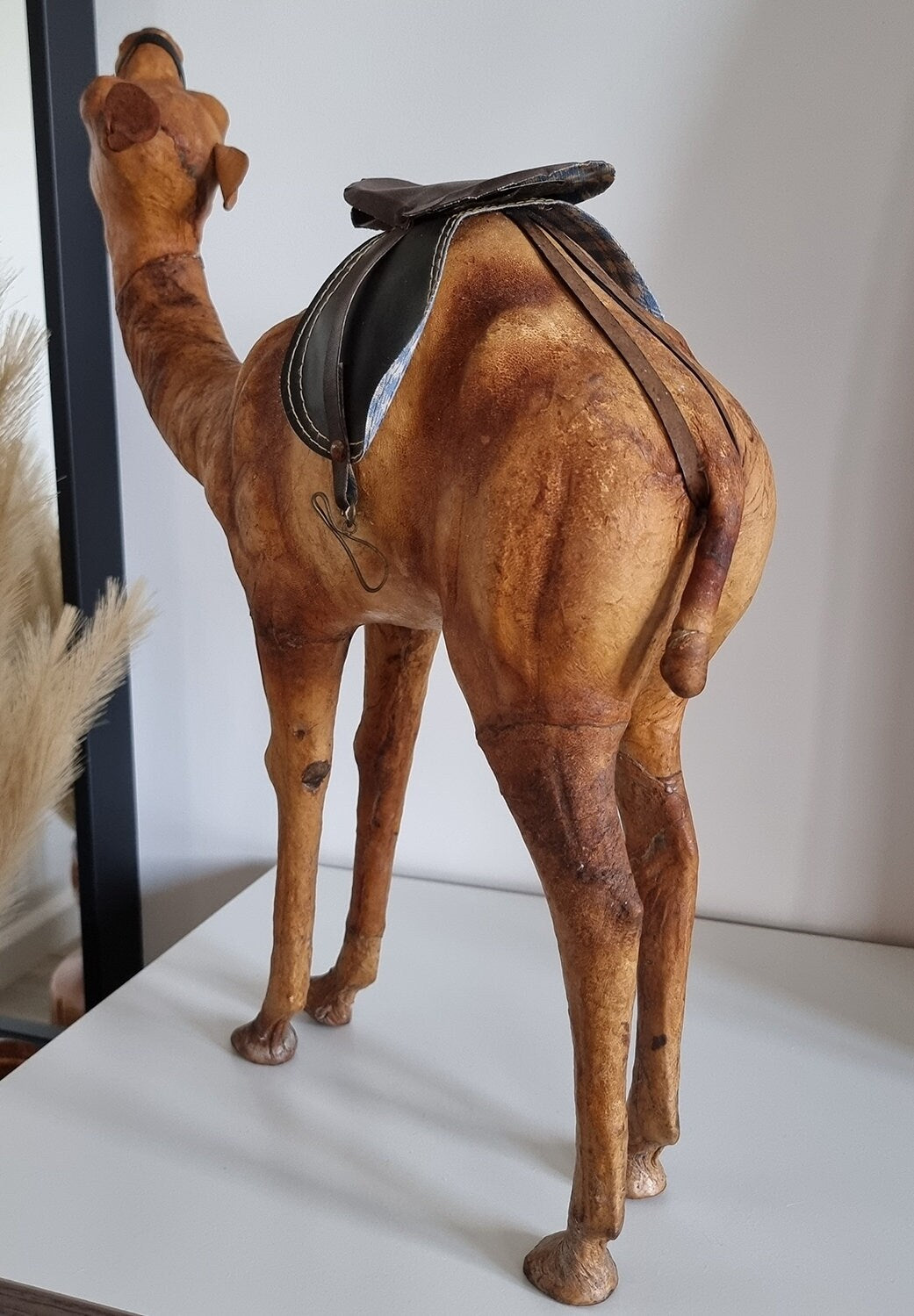 Vintage Mid-Century Leather Wrapped Camel Sculpture