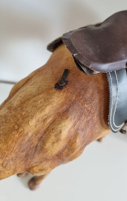 Vintage Mid-Century Leather Wrapped Camel Sculpture