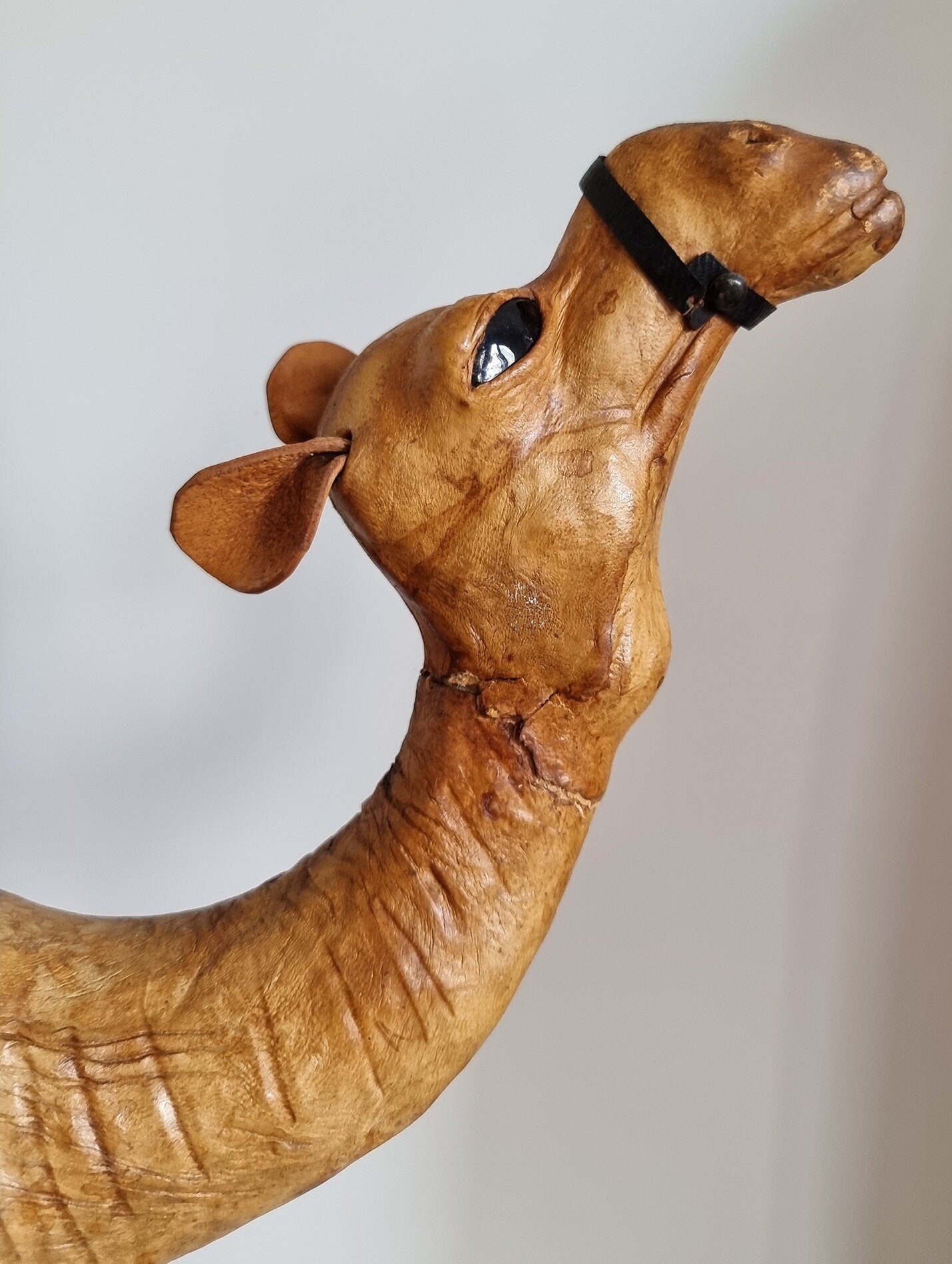 Vintage Mid-Century Leather Wrapped Camel Sculpture
