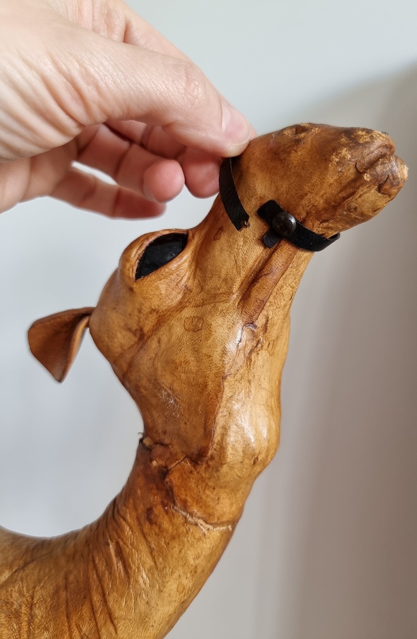 Vintage Mid-Century Leather Wrapped Camel Sculpture