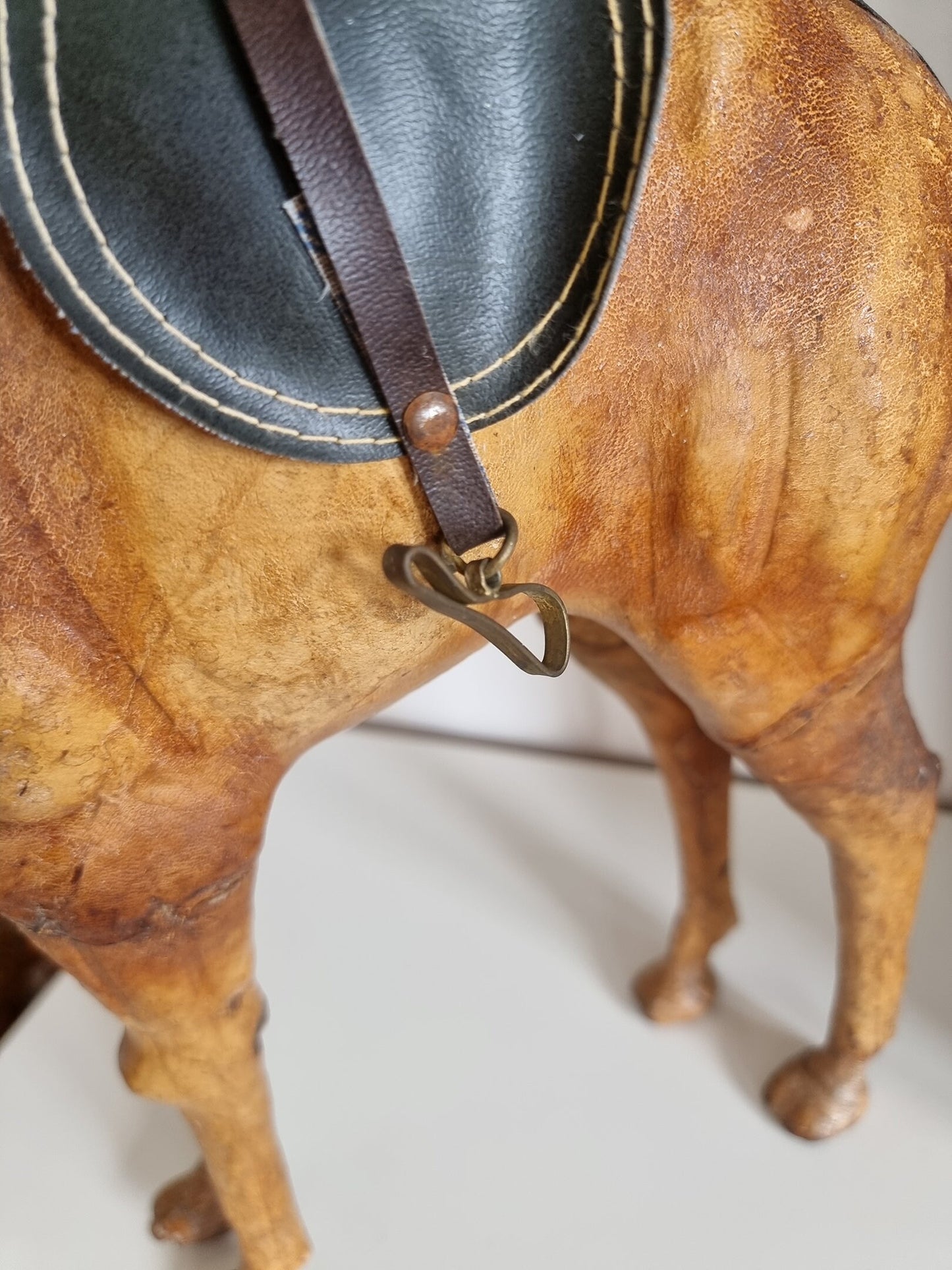 Vintage Mid-Century Leather Wrapped Camel Sculpture
