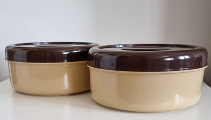 Pair Of Retro Embee Plastic Round Kitchen Food Storage Containers