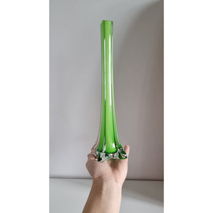 Retro Vintage Green Glass Bud Vase