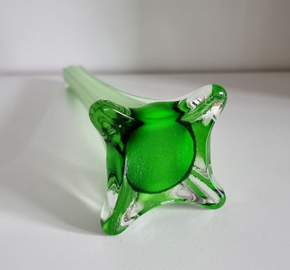 Retro Vintage Green Glass Bud Vase