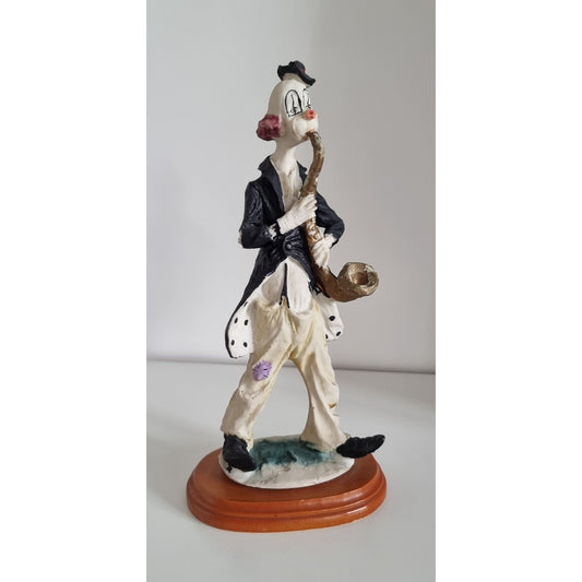 Vintage Woolbro Clown Playing Saxophone Figurine