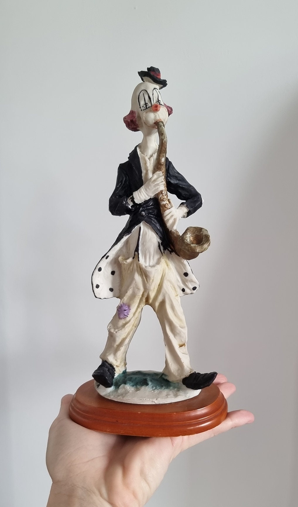 Vintage Woolbro Clown Playing Saxophone Figurine