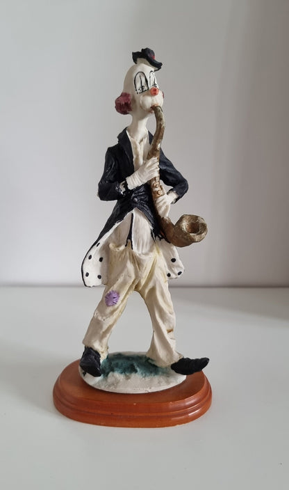 Vintage Woolbro Clown Playing Saxophone Figurine