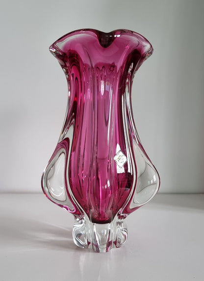 Vintage Art Glass Vase By Josef Hospodka For Chribska Glassworks