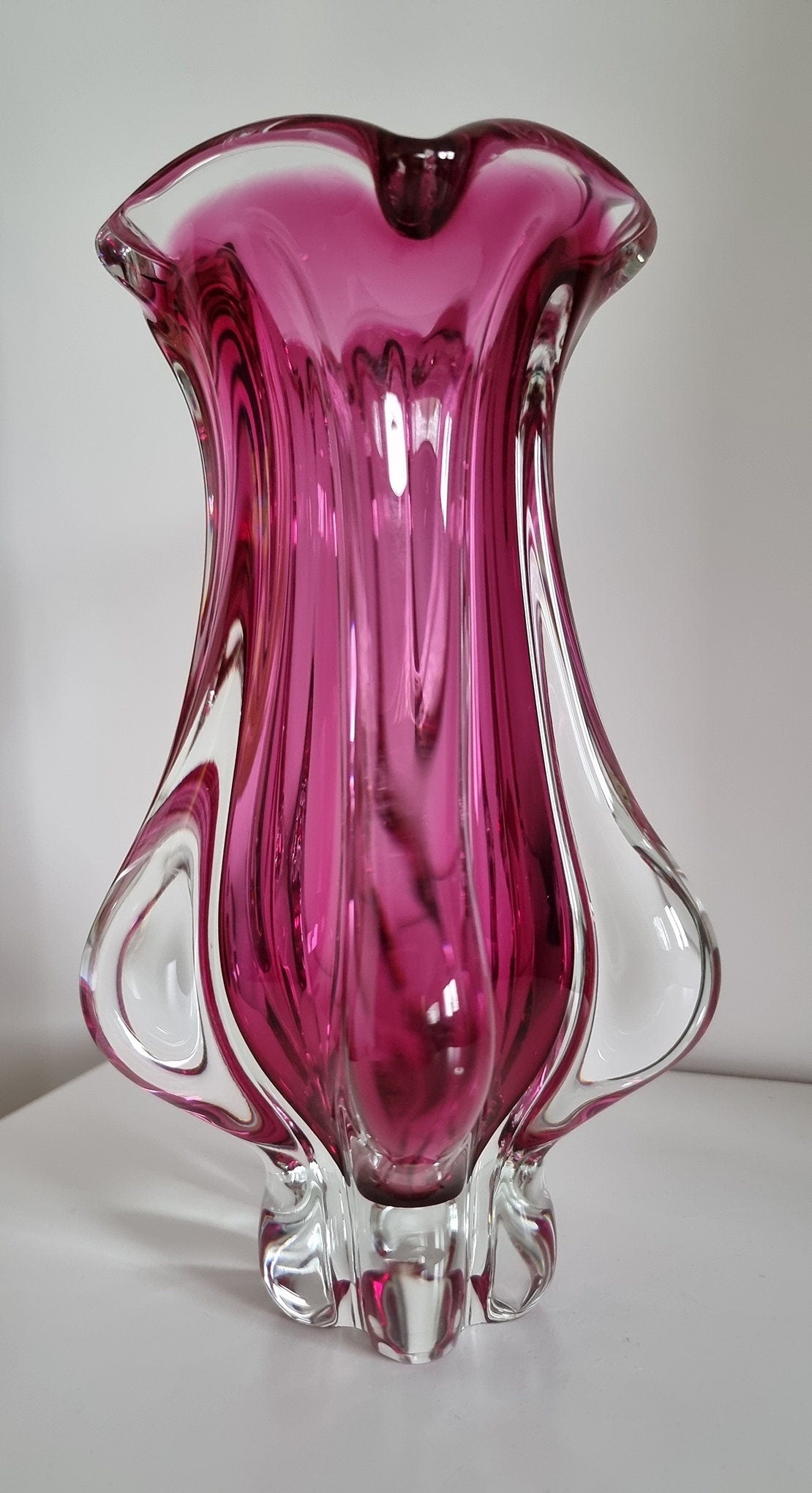 Vintage Art Glass Vase By Josef Hospodka For Chribska Glassworks