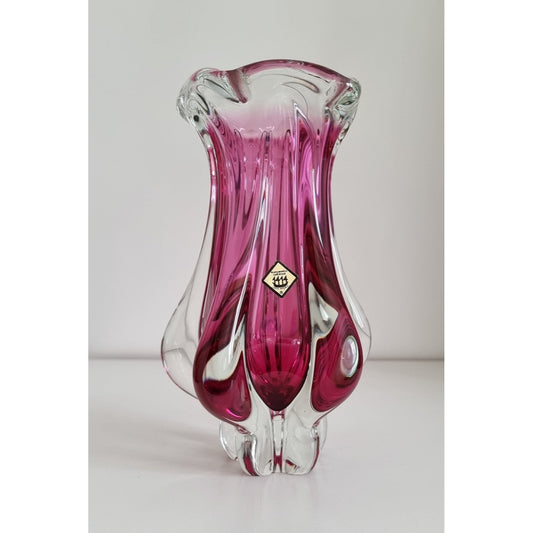 Vintage Art Glass Vase By Josef Hospodka For Chribska Glassworks