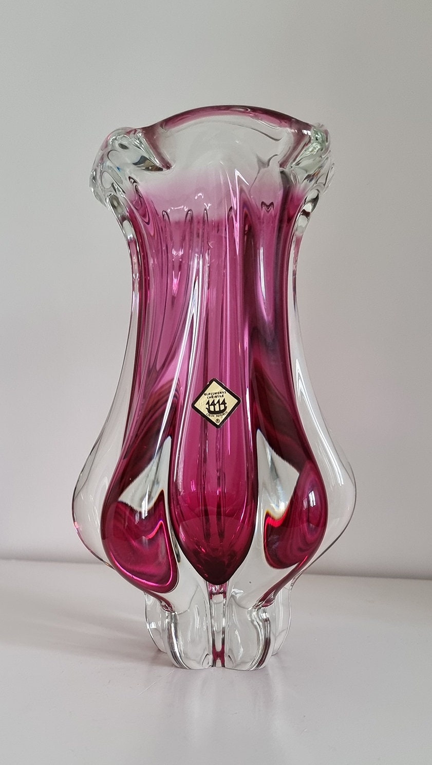 Vintage Art Glass Vase By Josef Hospodka For Chribska Glassworks