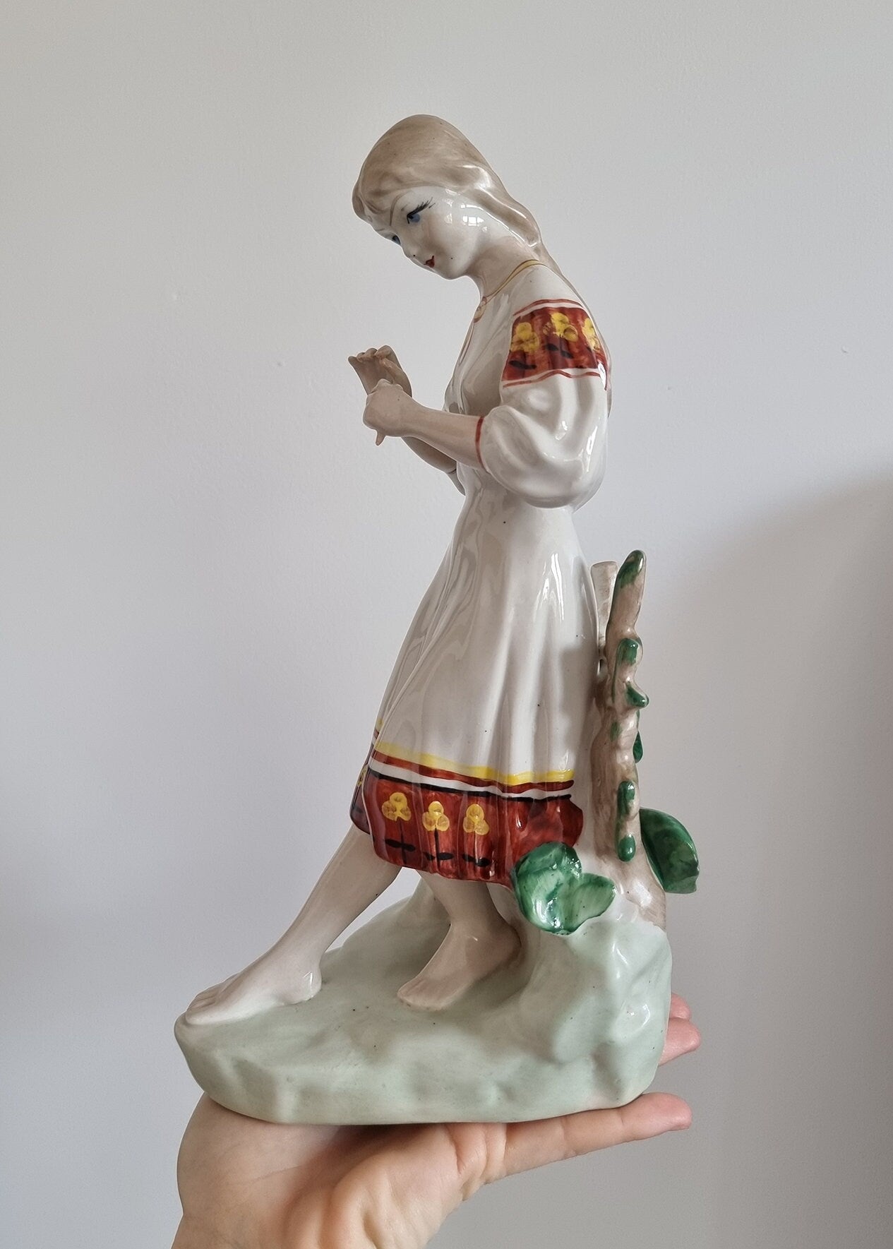 Vintage Soviet Polonne ZHK 'Girl With Chamomile' Porcelain Figurine USSR