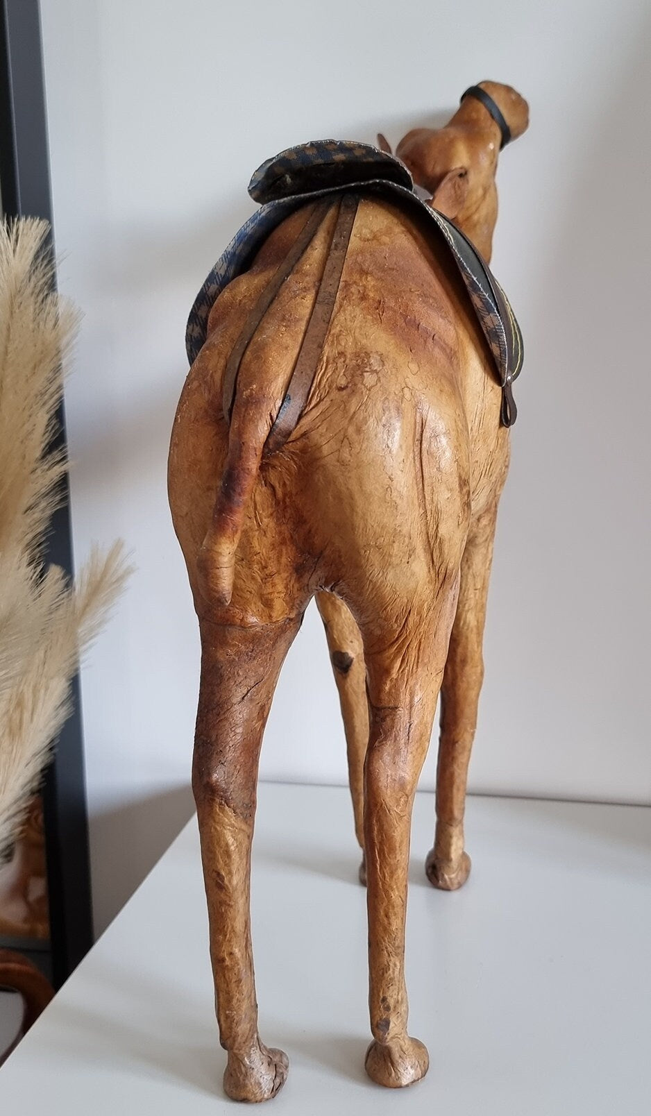 Vintage Mid-Century Leather Wrapped Camel Sculpture
