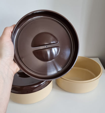 Pair Of Retro Embee Plastic Round Kitchen Food Storage Containers