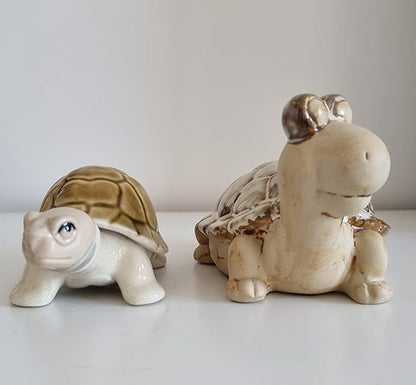 Pair Of Lovely Ceramic Turtle Figurines