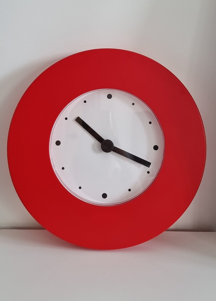 Retro 90s Ikea Tajma Red Wall Clock Designed By K. Hagberg & M. Hagberg