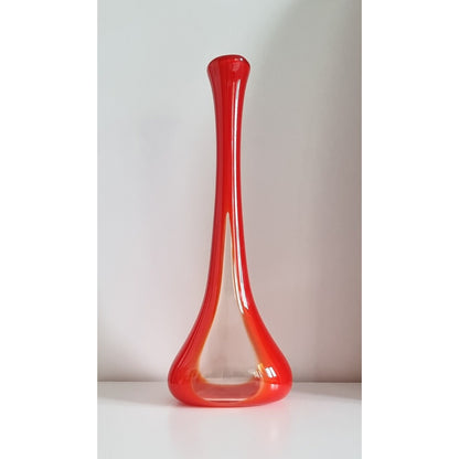 Mid-Century Red & Clear Art Glass Vase