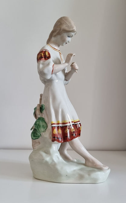 Vintage Soviet Polonne ZHK 'Girl With Chamomile' Porcelain Figurine USSR