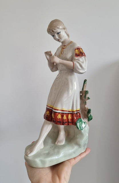 Vintage Soviet Polonne ZHK 'Girl With Chamomile' Porcelain Figurine USSR