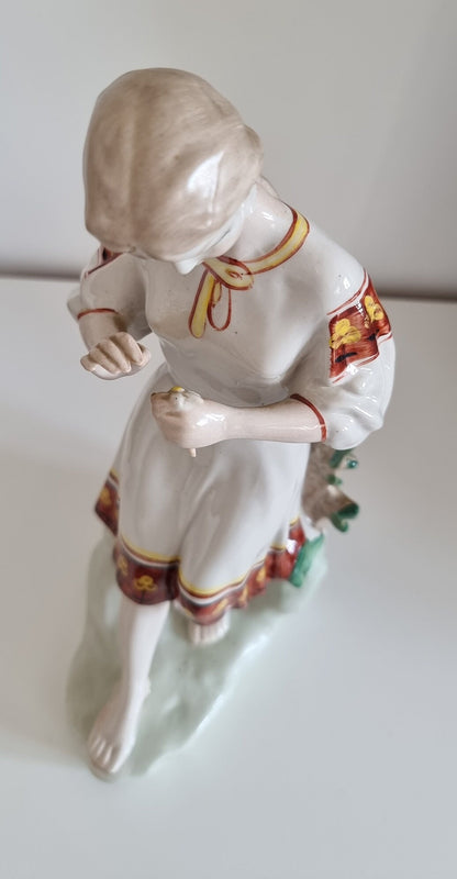 Vintage Soviet Polonne ZHK 'Girl With Chamomile' Porcelain Figurine USSR