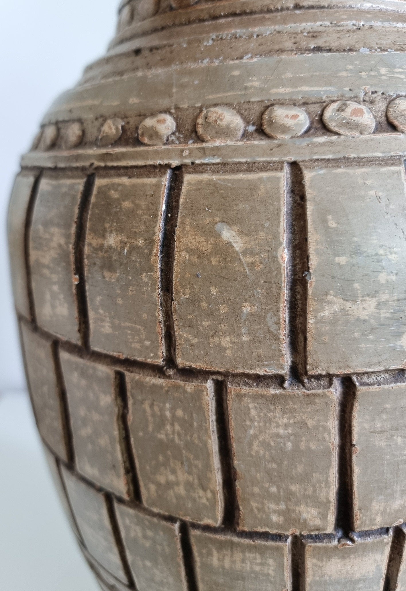 Large Vintage Rustic Textured Ceramic Vase