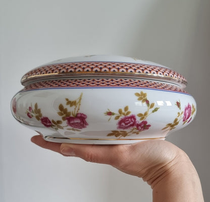 Vintage LG Porcelaine Dec. A La Main Lidded Pot/Dish